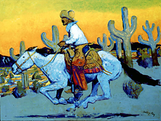 Cowboy in the Sunset Santiago Perez - Paintings of the West